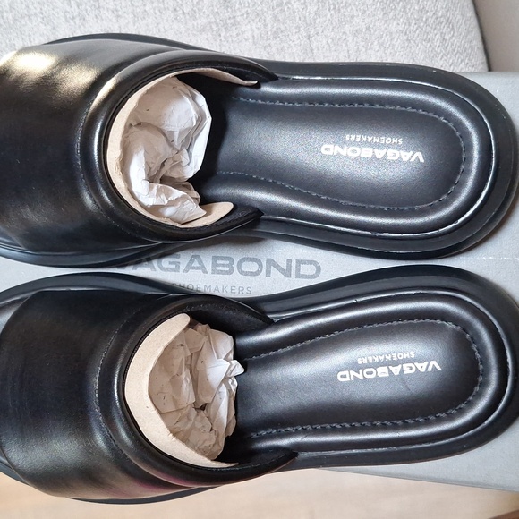 Black Leather Slides - Picture 3 of 8